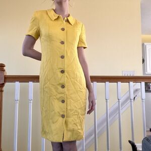 Vintage 90s Size 4 Button Down Sheath Dress Collared Made in USA 60s Style